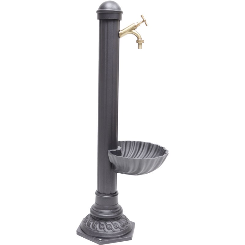 Fontaine colonne Pandora en aluminium avec baignoire pour jardin potager et robinet en laiton finition au choix : bruni