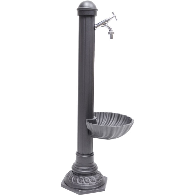 Fontaine colonne Pandora en aluminium avec baignoire pour jardin potager et robinet en laiton finition au choix : chrome