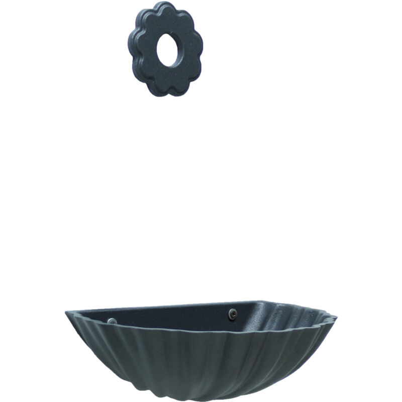 Fonderia Bongiovanni - Fontaine de baignoire murale Conchiglia en fonte grise avec rosace de fleurs pour jardin à la maison