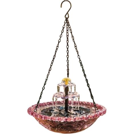 Fontaine De Bain d'oiseaux Suspendue en Cascade Solaire, Fonction À Énergie Solaire, Bains De Colibris, Bain d'oiseaux De Fontaine Extérieure, Accent De Jardin Décoratif, pour Patio, Arriè (B)