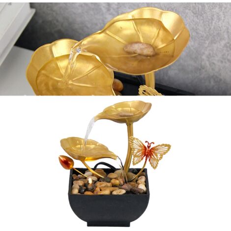 Fontaine de Bureau Décorative DIY en Plastique, Modèle Circulant avec LED et Pompe à 3 Vitesses, Dimensions 13x13x18.7cm, Ensemble Complet avec Pierres