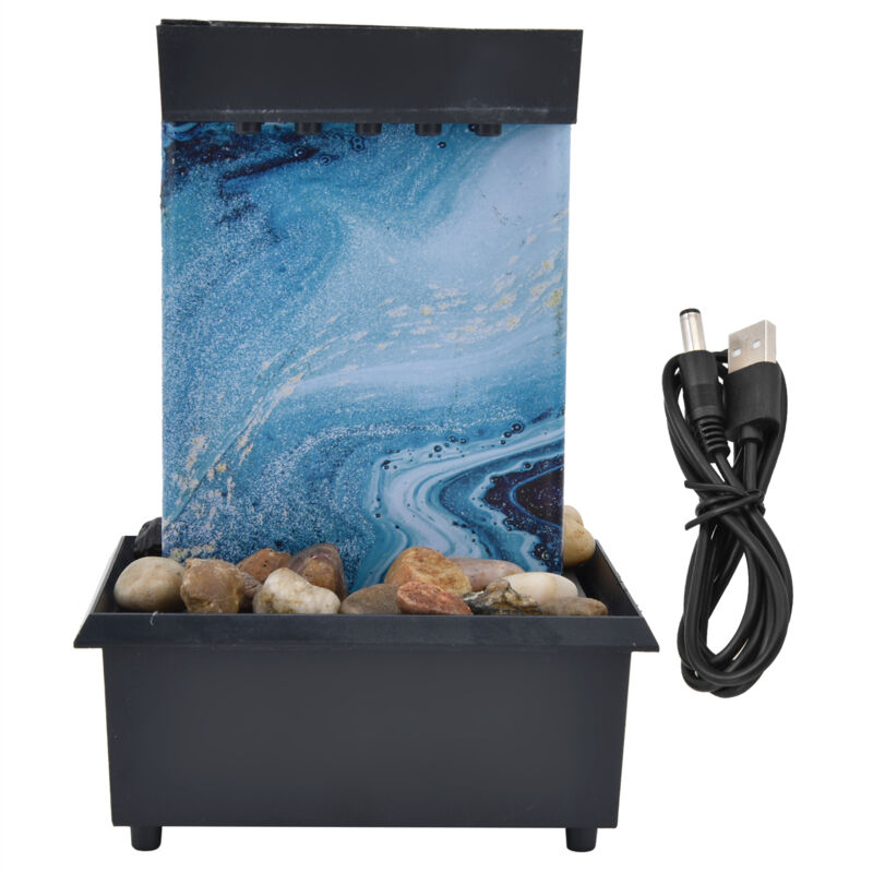 Fontaine de Bureau en Marbre avec LED, Fontaine d'Eau USB 3V pour Décor de Table Maison/Bureau avec Pierres