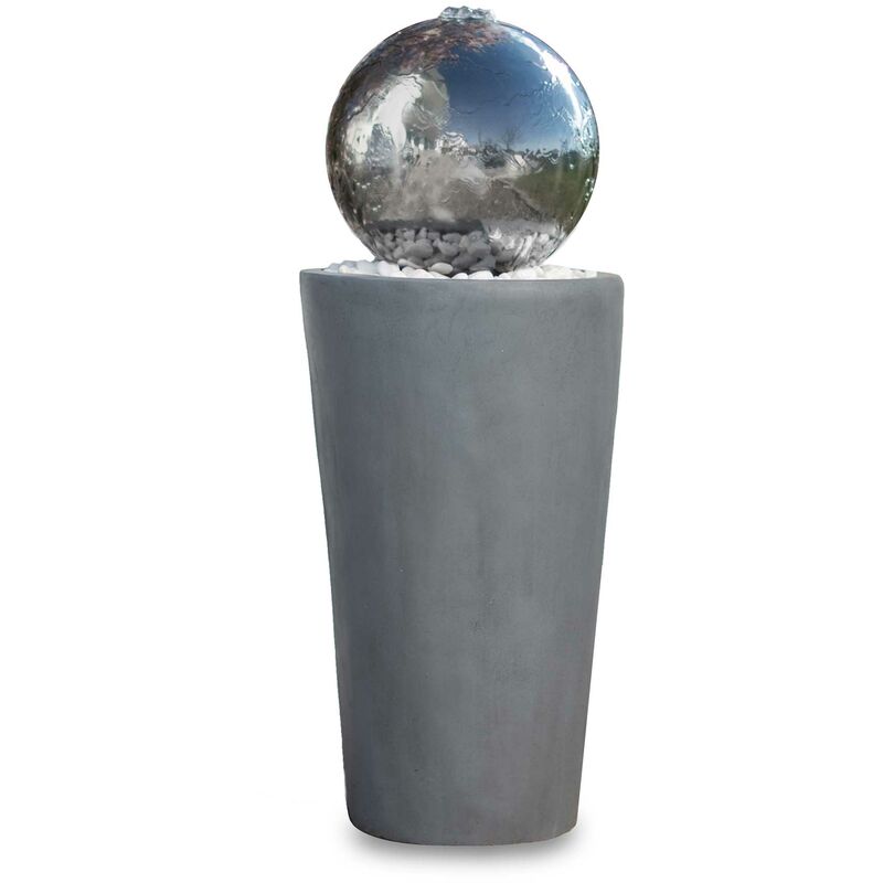 Kiom - Fontaine de jardin à boules FoBoule gris avec boule en acier inoxydable 75cm 10865