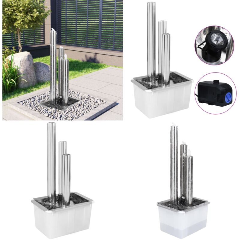 Vidaxl - Fontaine de jardin Argenté 48x34x88 cm Acier inoxydable - fontaine de jardin - fontaines de jardin - Home & Living - Argent