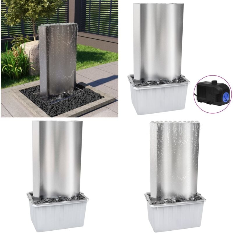 Vidaxl - Fontaine de jardin Argenté 60,2x37x122,1 cm Acier inoxydable - fontaine de jardin - fontaines de jardin - Home & Living - Argent