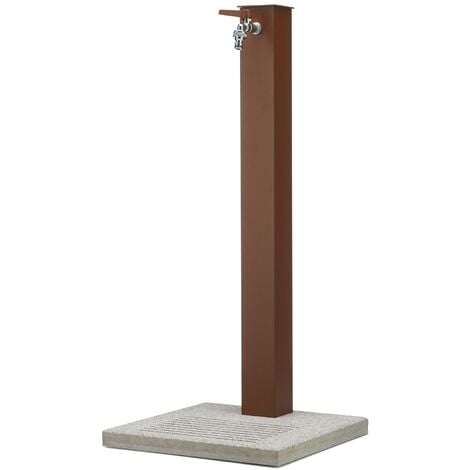 BEL-FER Fontaine De Jardin Avec Robinet Et Base En Ciment Brun Rouille H91 Cm