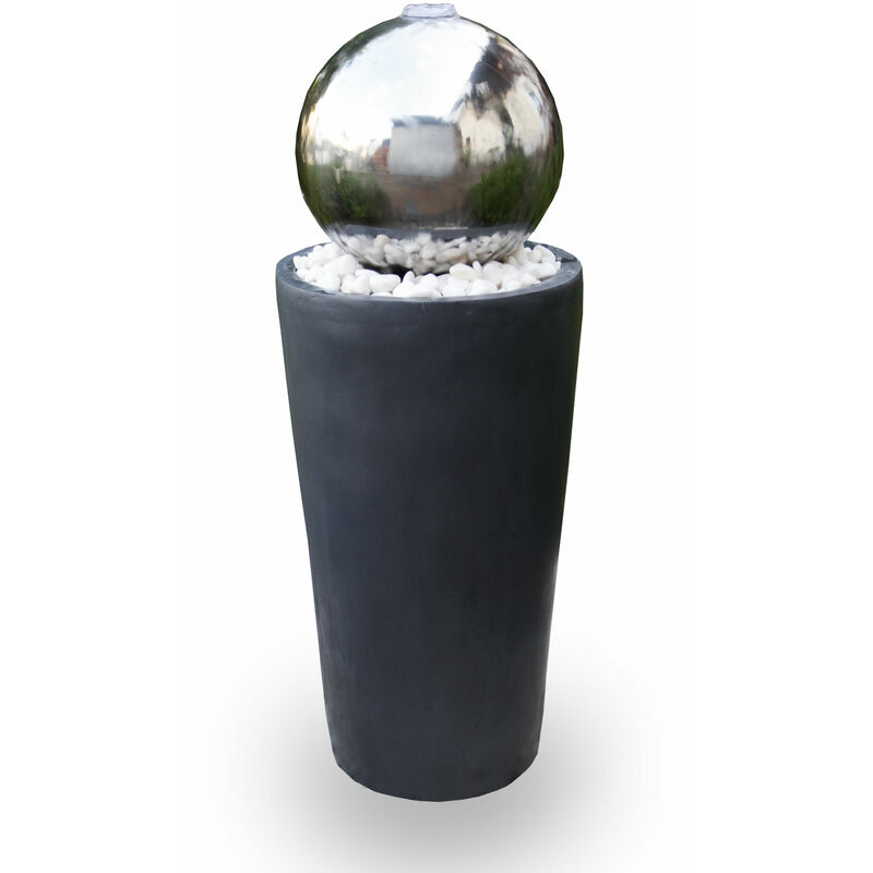 Fontaine de jardin à boules FoBoule gris foncé avec boule en acier inoxydable 75cm 10859