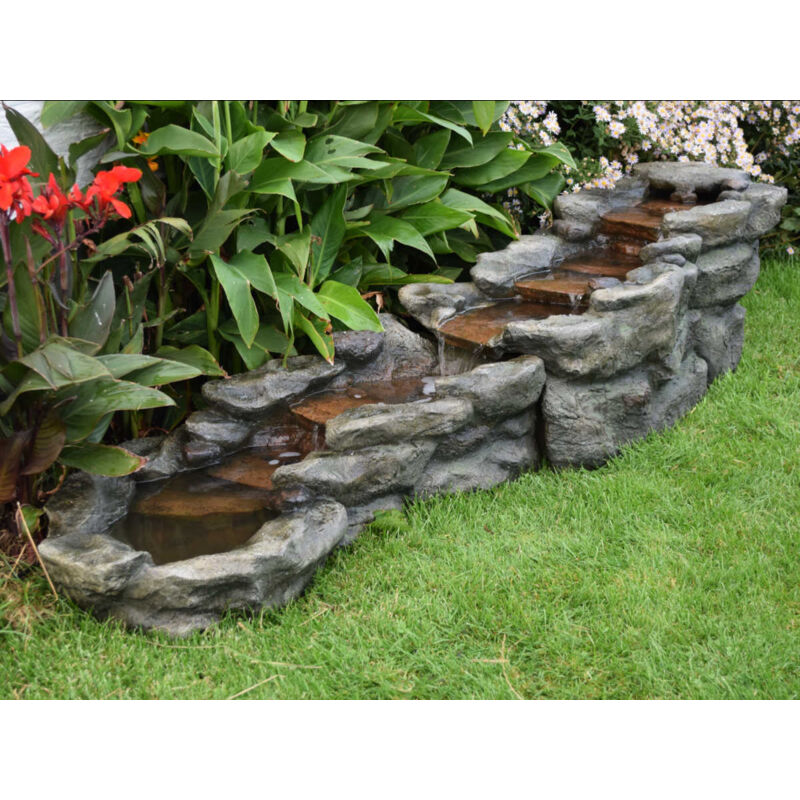 Ubbink - Fontaine de jardin Brembo allongée rochers et pierres, avec éclairage led