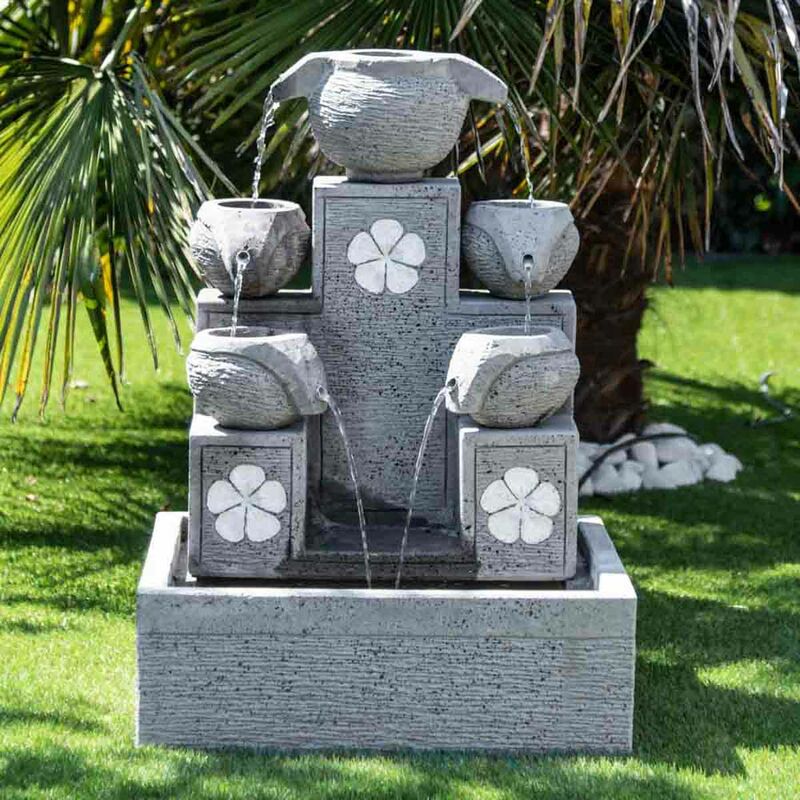 Fontaine de jardin cascade 5 coupes 90cm - Gris