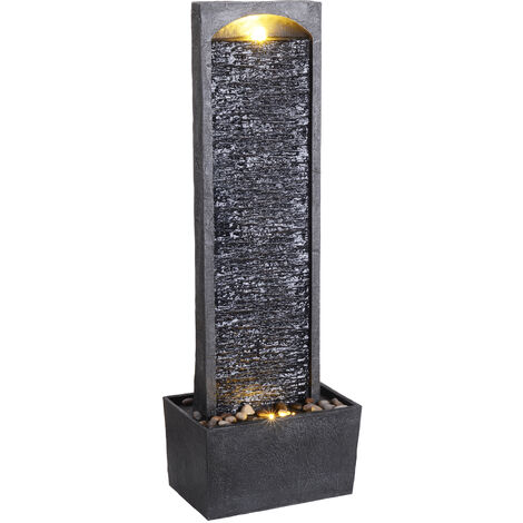 Fontaine de jardin cascade extérieur chute d’eau avec pompe LED effet ardoise gris/noir Teamson Home RJ-19041-EU