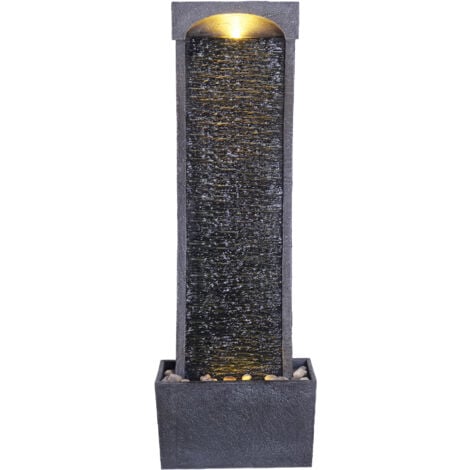 Fontaine de jardin cascade extérieur chute d’eau avec pompe LED effet ardoise gris/noir Teamson Home RJ-19048-EU