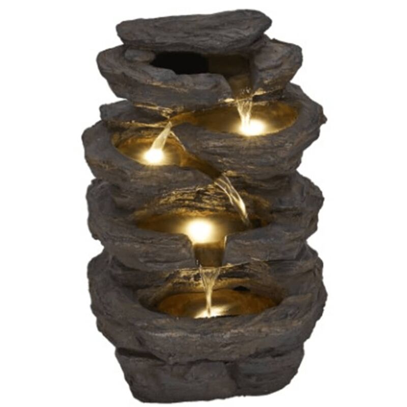 Ubbink Wasserfall in Felsoptik mit LED-Beleuchtung 26 x 42 x 20 cm