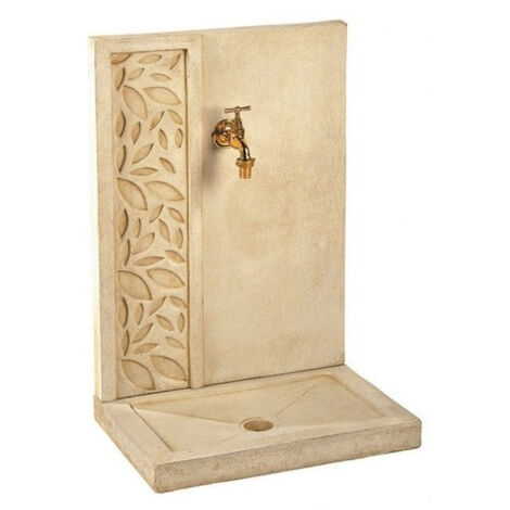 Fontaine de jardin motif feuille en pierre naturelle – Hauteur 70cm – Profondeur 33cm – Largeur 47cm – Aménagement d'eau décoratif – Hairie Grandon