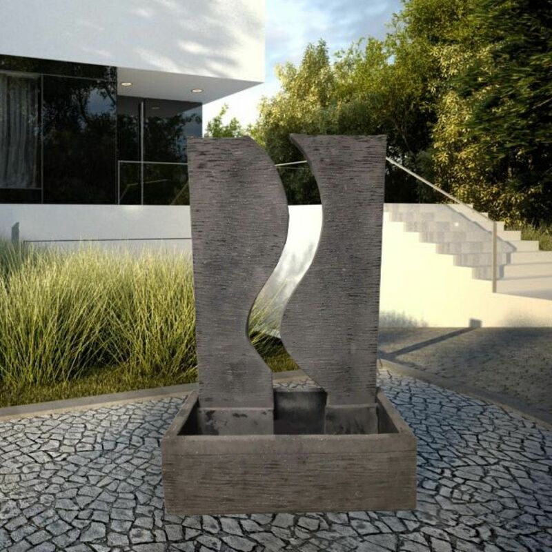 Wanda Collection - Fontaine de jardin mur d'eau déco contemporain 125 cm - Gris