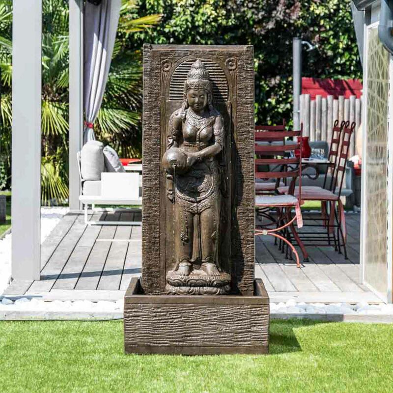 Wanda Collection - Fontaine de jardin mur d'eau déesse dewi sri 1m 50 brun - Marron
