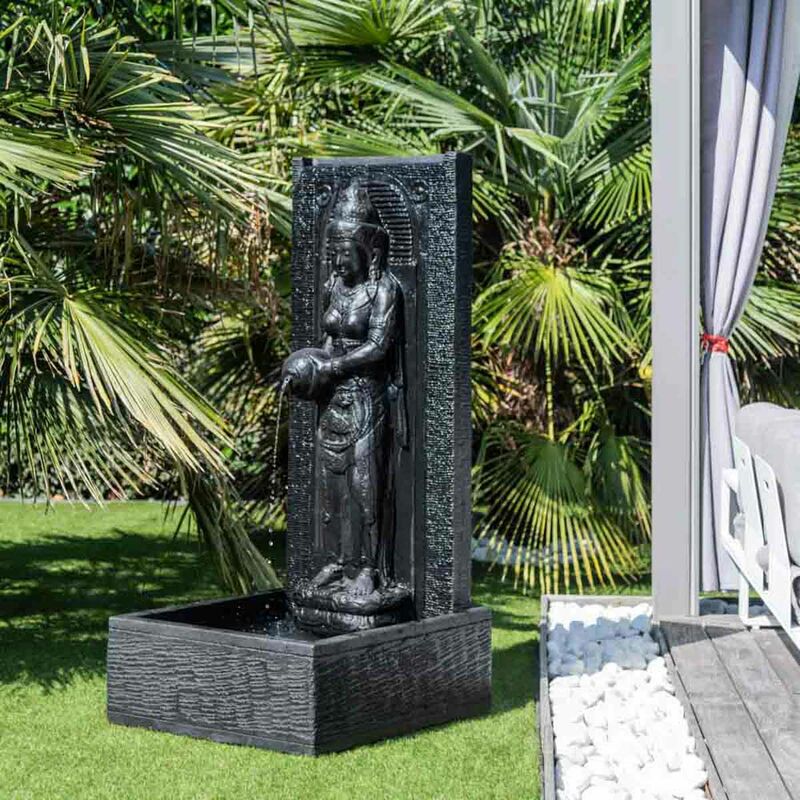 Wanda Collection - Fontaine de jardin mur d'eau déesse dewi sri 1m 50 noir - Noir