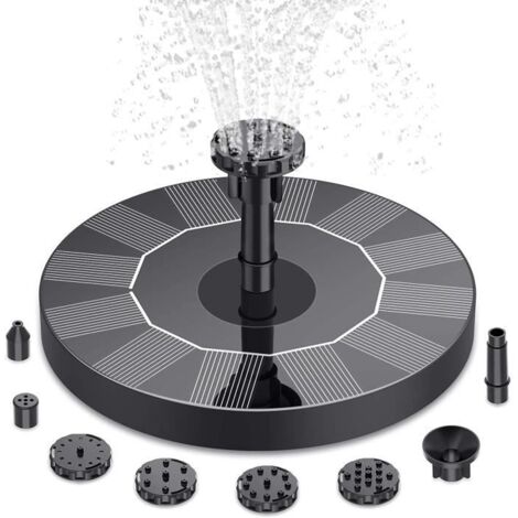 Fontaine de jardin solaire YWEI - 1W - 6 buses - adaptée aux bassins - noir en plastique-résine
