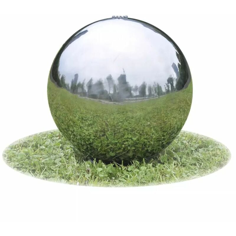Fontaine de jardin sphere avec LED en acier inoxydable 20 cm