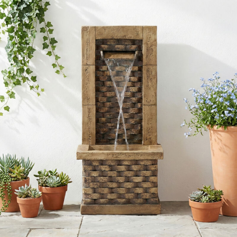 Fontaine de Jardin sur Pied – Style Antique, Cascade d’Eau 230 V, Décoration pour Jardin et Terrasse, Design Carré