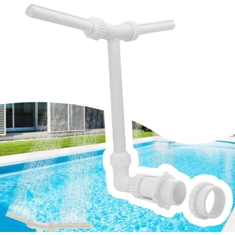 Fontaine De Piscine - 1 Unité - PVC Blanc - Double Jet Réglable 360° - Pour Piscine Hors Sol Et Creusée - 19x39x25 Cm