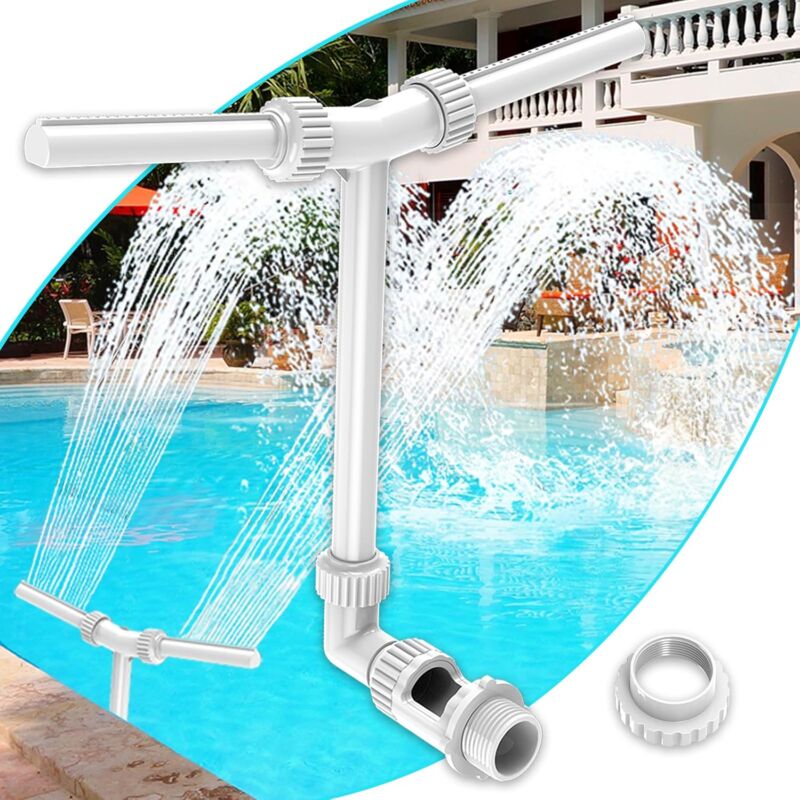 Fontaine de Piscine, Accessoires de Piscine à Double Jet pour Piscine Hors Sol/souterraine, Fontaine de Piscine réglable 2 en 1 pour Piscine Hors