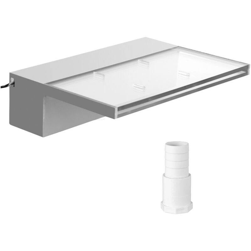 Fontaine de piscine Mophorn Déversoir 11,8 x 3,2 x 8,1 pouces, bande lumineuse led bleue, cascade en acrylique solide pour étang de jardin, piscine,