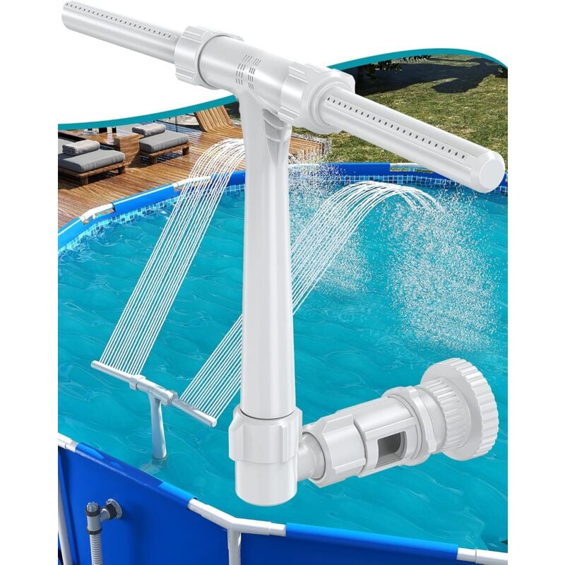 Coocheer - Fontaine de piscine pour piscines hors sol et hors sol, refroidisseur d'arrosage à cascade à double jet réglable pour piscines, fontaine