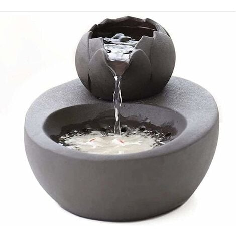 HEYTEA Fontaine d’eau - En céramique - Avec lotus vertical et filtre automatique - Idéale pour chat et animal de compagnie - Noir