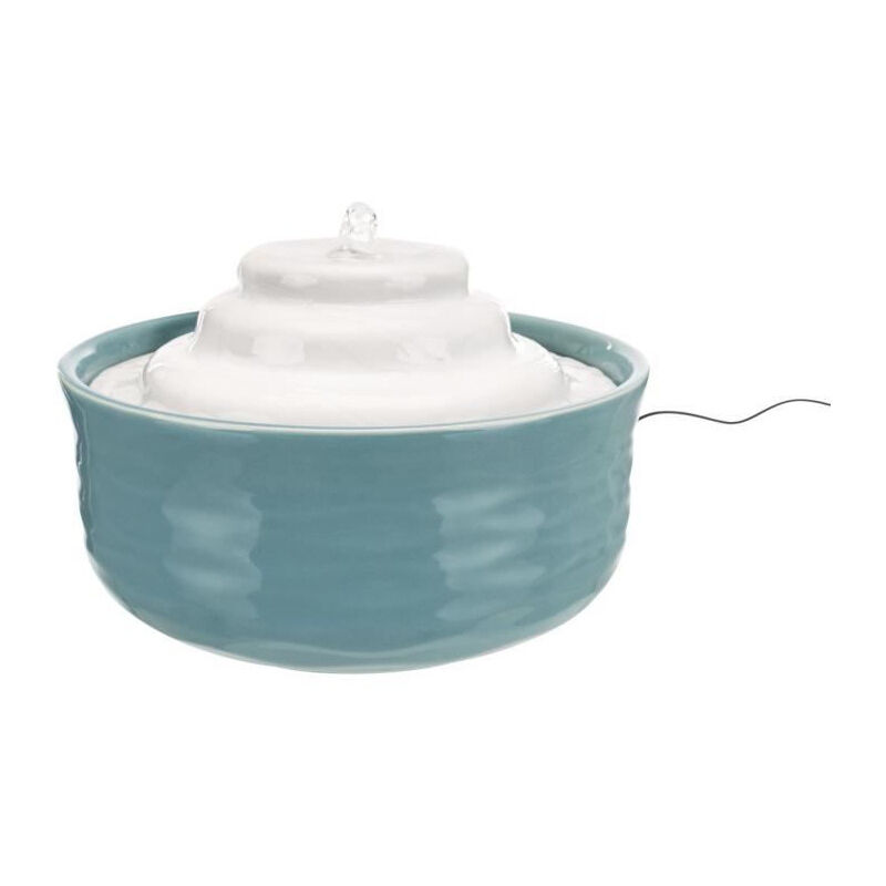 Fontaine a eau en céramique Vital Falls - 1,5 l / ø 22 x 13 cm - Pétrole et blanc - Pour chien et chat - Trixie