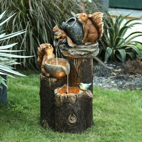 Fontaine décorative animale de sculpture en eau de statue de jardin de pelouse avec la lumière