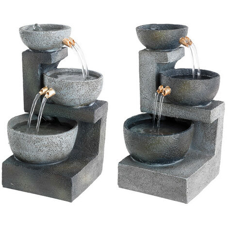 Fontaine d'inérieur cascade 3 bols plusieurs couleurs 12x12x22cm