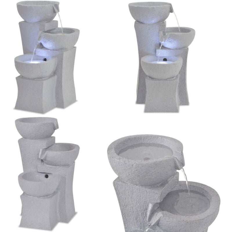 Vidaxl - Fontaine d'intérieur avec lampe led Polyrésine - fontaine d'intérieur - fontaines d'intérieur - Home & Living - Gris