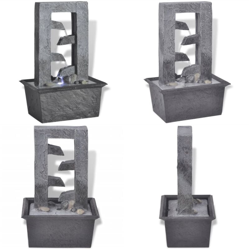 Vidaxl - Fontaine d'intérieur avec lumière led Poly-résine - Fontaine de bassin - fontaines de bassin - Home & Living - Gris