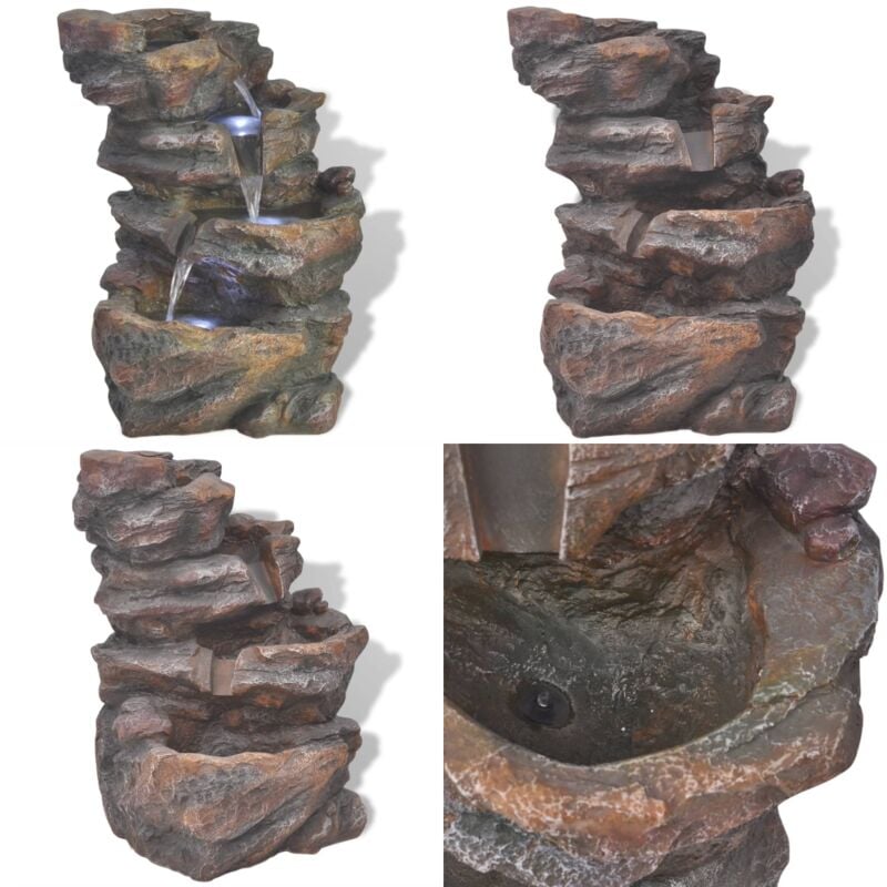 Vidaxl - Fontaine d'intérieur avec lumière led Polyrésine - fontaine - fontaines - Home & Living - Gris