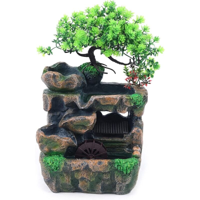 Fontaine d'intérieur en cascade avec éclairage led à changement de couleur Zen Méditation Cascade Décoration Maison Bricolage