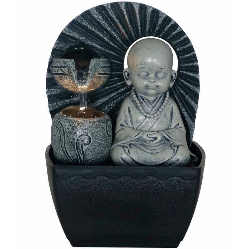 Origen - Fontaine d'intérieur grise Moine Bouddhiste en Polyrésine 19
