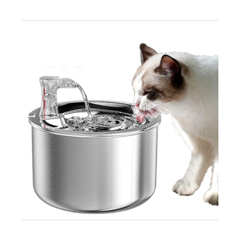 Fontaine à Eau pour Chat 1.8L, Fontaine pour Chat en Acier Inoxydable, Fontaine à Eau pour Chat Silencieuse en Acier Inoxydable, avec Eau Fenêtre de