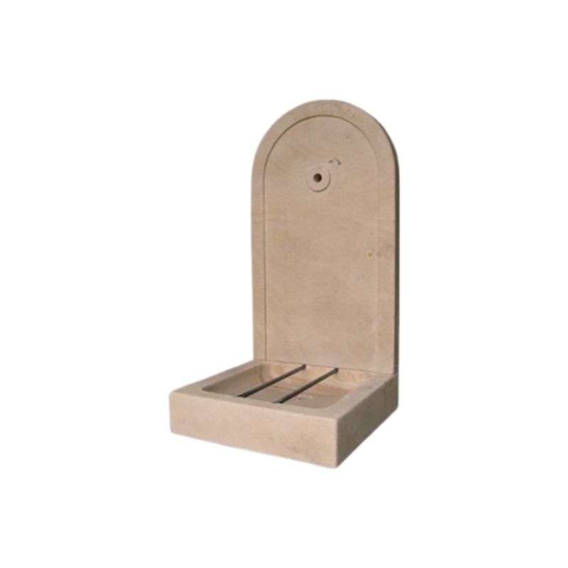 Fontaine en pierre Fontenelle - Finition Vieilli - 45 x 45 x 90 - Lanvignes Doré-Jaune Comptoir Des Pierres