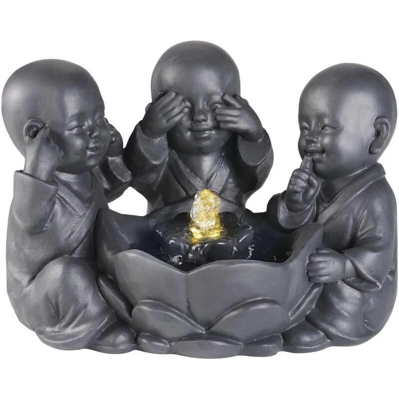 Fontaine en polyrésine trio bouddha - Noir