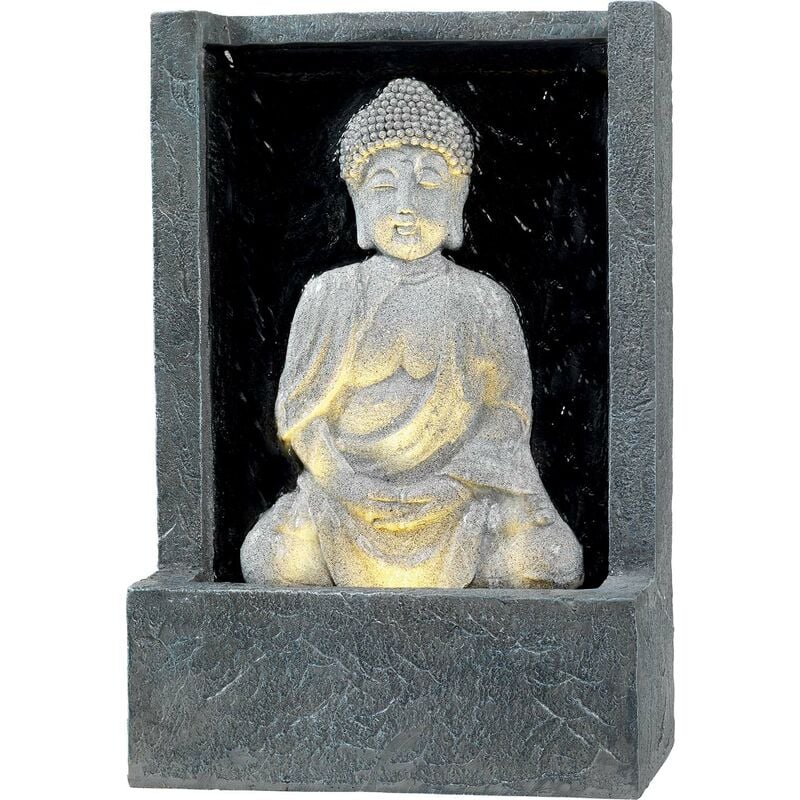 Lumineo - Fontaine extérieure en polyresine Bouddha - Gris