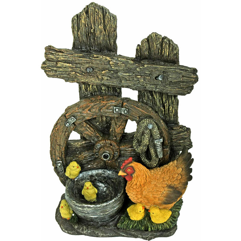 Harms - Fontaine de printemps ornementale extérieure décoration en bois roue de cascade pompe de jardin optique de poulet 318816