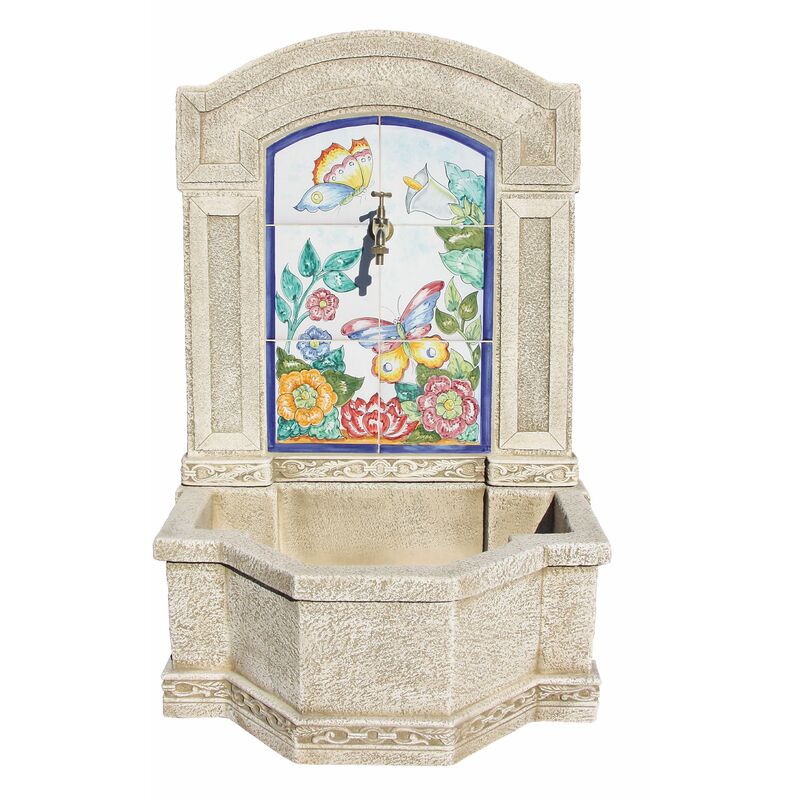 Fontaine jardin delia 71X45X109cm. pierre reconstituée Murale pop couleur Vert