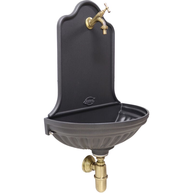 Fontaine murale Barcellona house model garden avec robinet en laiton et siphon finition au choix : bruni