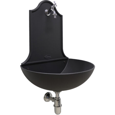 Fontaine murale en fonte couleur Marbella avec robinet et siphon en laiton chromé pour jardin domestique