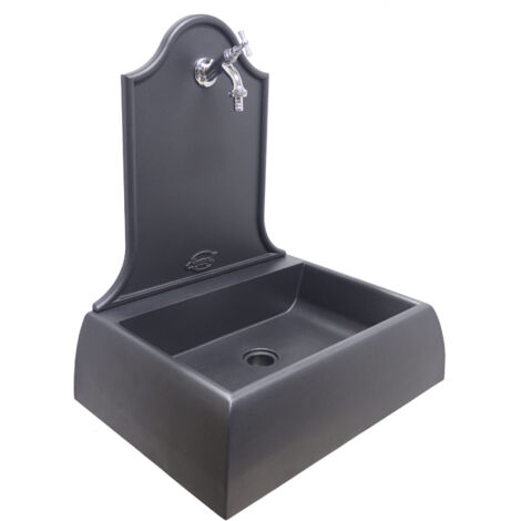 Fontaine murale en fonte gris Lione pour mur de balcon de jardin de maison avec robinet en laiton choisissez la finition : chrome 303C