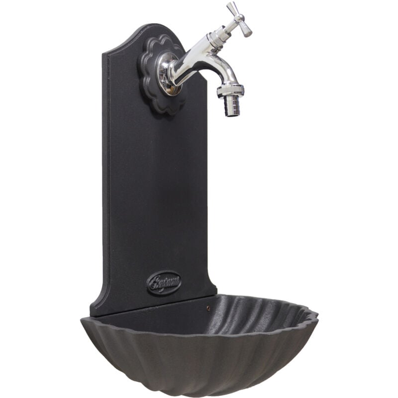 Fonderia Bongiovanni - Fontaine murale Maiorca de couleur fonte avec robinet en laiton chromé home garden