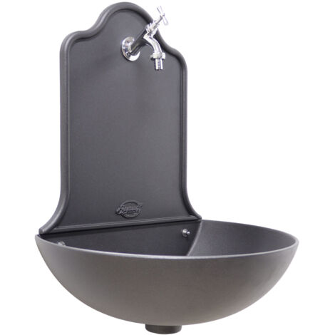 Fontaine Murale De Jardin Belfer Avec Robinet Et Seau - Anthracite - 119 Cm - Installation Flexible Eau/Évacuation