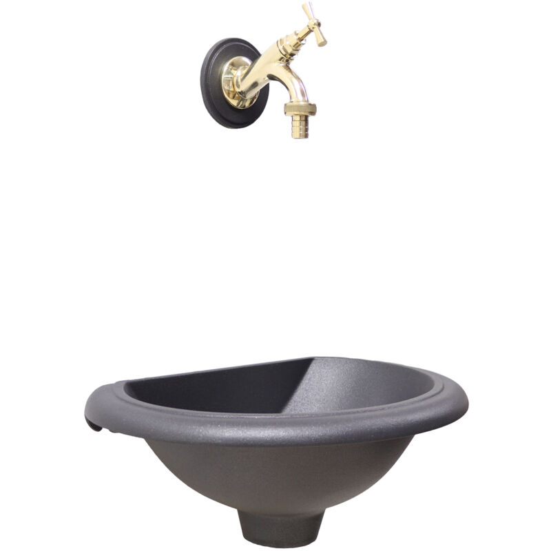 Fonderia Bongiovanni - Fontaine murale modèle Olbia pour balcon de jardin avec robinet en laiton au choix : poli