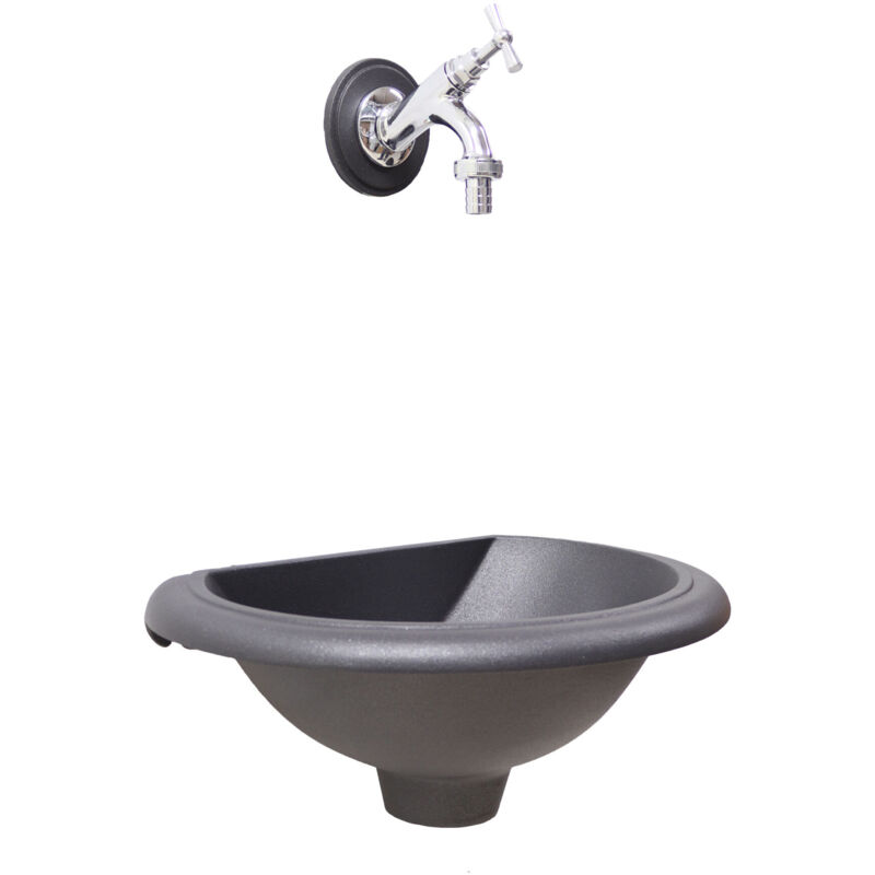 Fonderia Bongiovanni - Fontaine murale modèle Olbia pour balcon de jardin avec robinet en laiton au choix : chromé