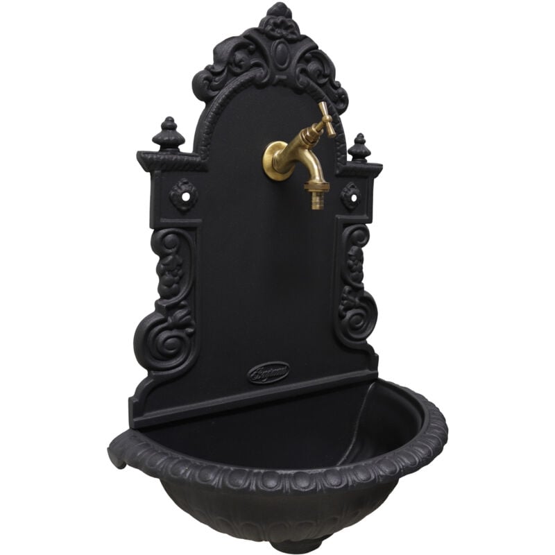 Fontaine murale modèle Pamplona pour jardin potager avec robinetterie en laiton finition au choix : bruni